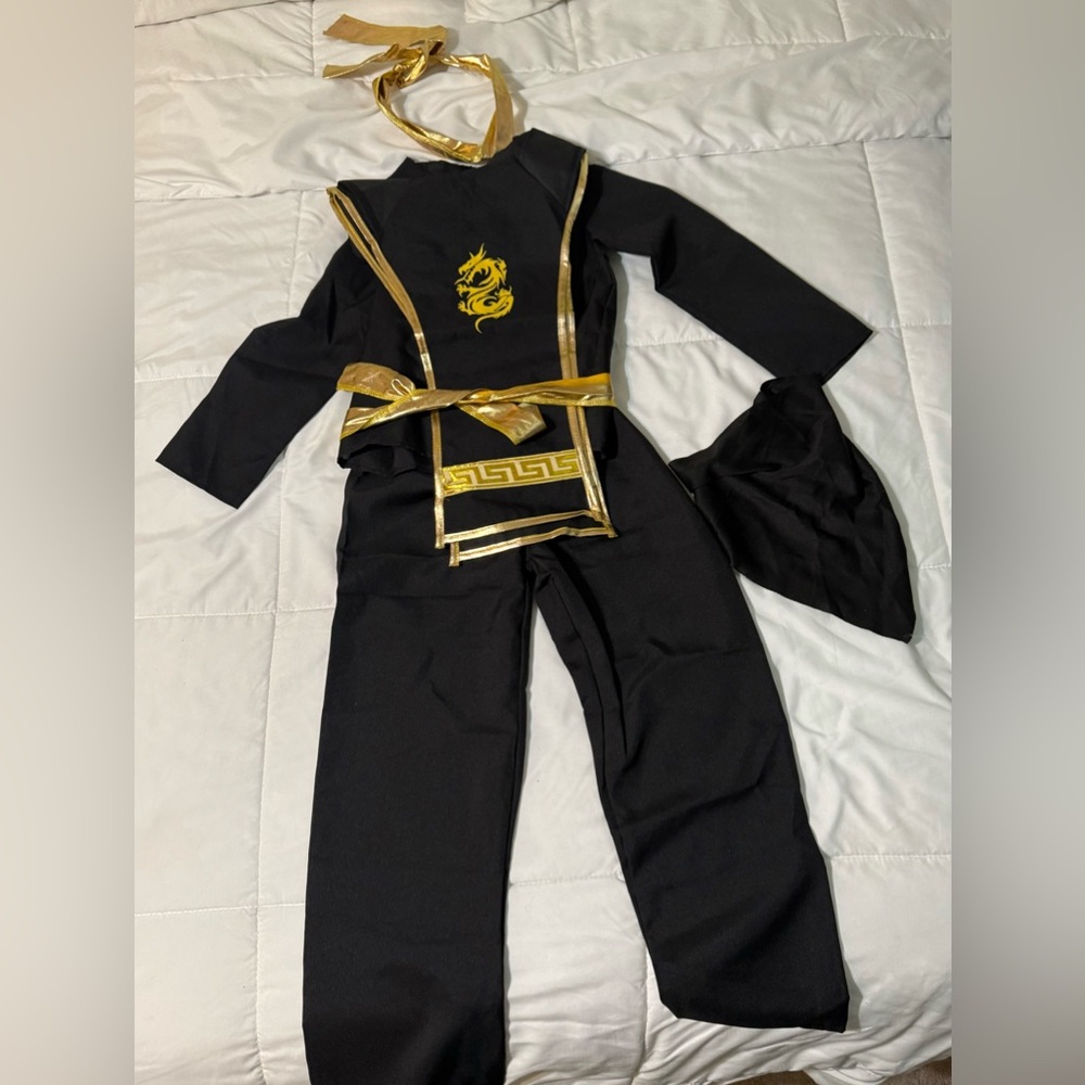 Kids Ninja Costume with Gold Accents